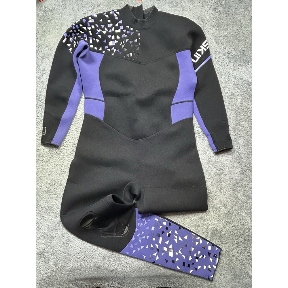 Sea Skin Wetsuit Adult 4XL Black Purple 3/4 Length Back Zip Unisex Neoprene Dive